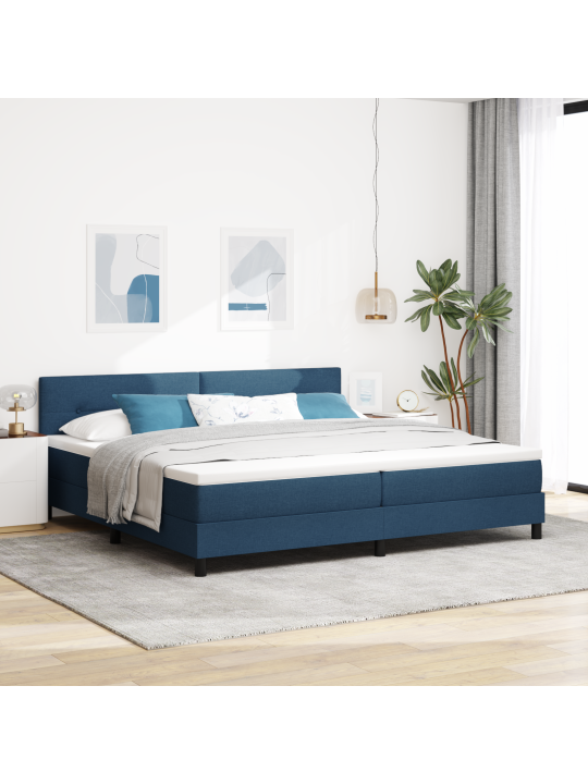 Box spring gulta ar matraci zila 200x200 cm audumā
