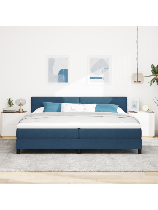Box spring gulta ar matraci zila 200x200 cm audumā