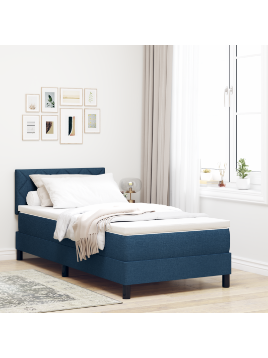 Kastes atsperes gulta ar matraci zila 90x190 cm audums
