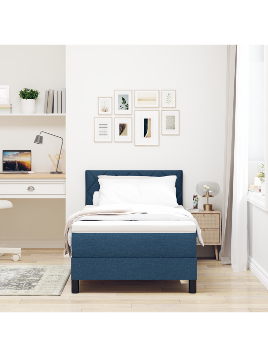 Kastes atsperes gulta ar matraci zila 90x190 cm audums