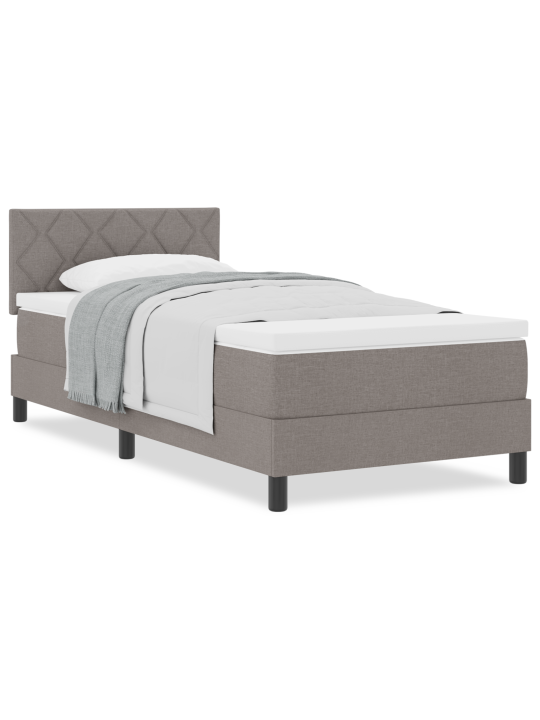 Atsperu gulta ar matraci taupe 90x200 cm audums