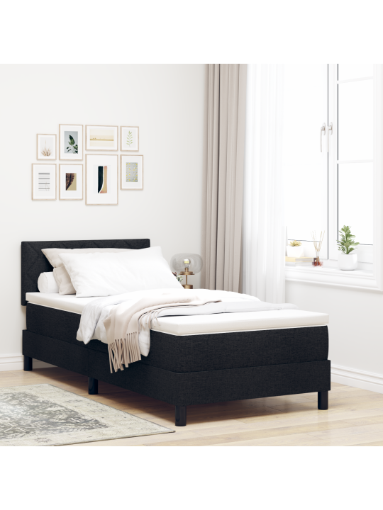 Kastes atsperu gulta ar matraci melna 100x200 cm audums