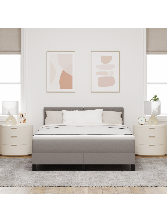 Boksēšanas gulta ar matraci taupe 140x190 cm audums