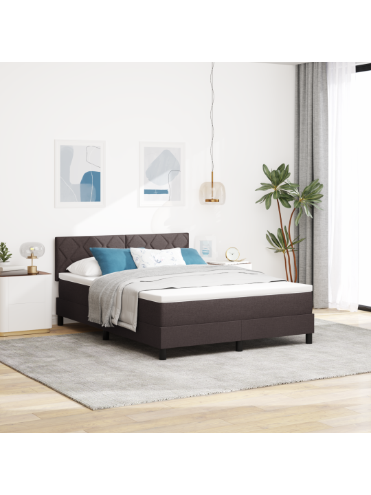 Kastes atsperu gulta ar matraci tumši brūna 160x200 cm audums