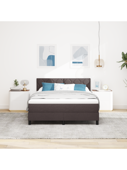 Kastes atsperu gulta ar matraci tumši brūna 160x200 cm audums