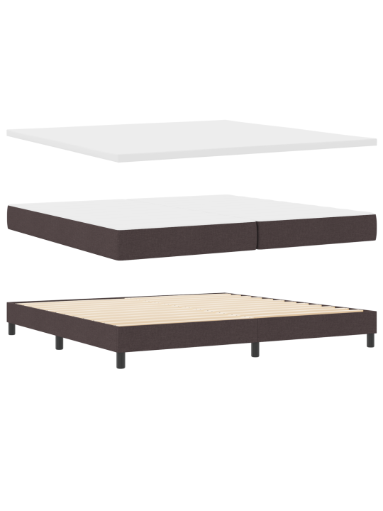 Box spring gulta ar matraci tumši brūnā krāsā 200x200 cm audums