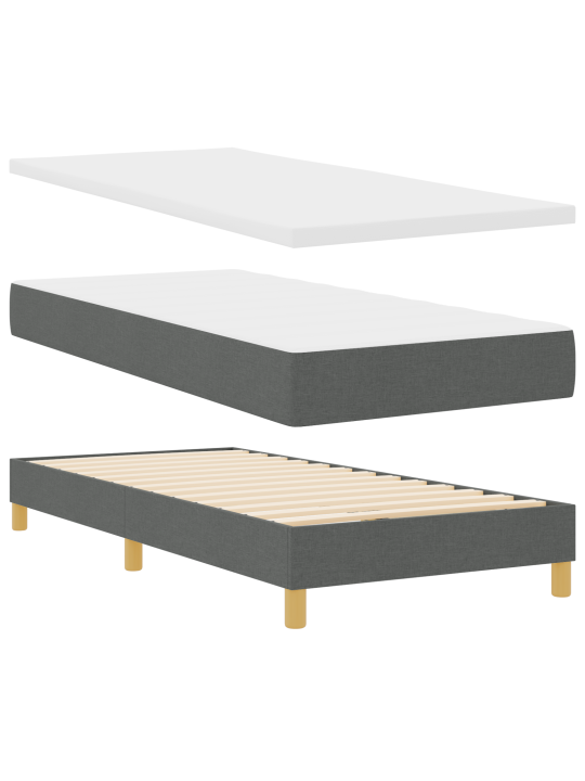 Kastītes atsperu gulta ar matraci tumši pelēka 100x200 cm audums