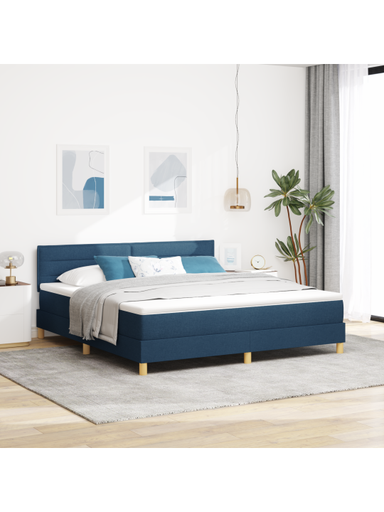Izvelkamā gulta ar matraci zila 180x200 cm audums