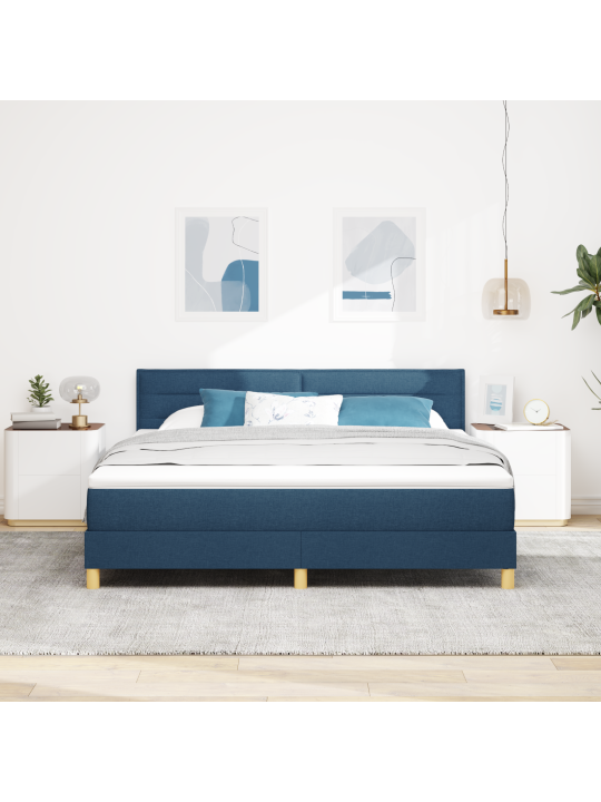 Izvelkamā gulta ar matraci zila 180x200 cm audums