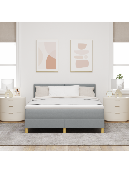 Kaste gulta ar matrača gaiši pelēks 140x190 cm audums
