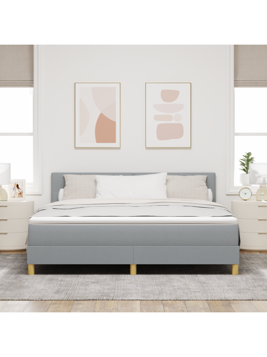 Kastītes gulta ar matraci gaiši pelēks 180x200 cm audums