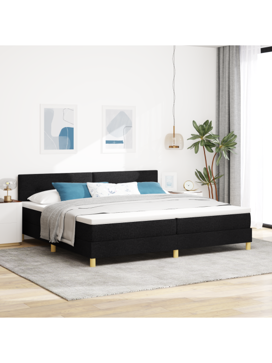 Kastītes gulta ar matraci melna 200x200 cm audums