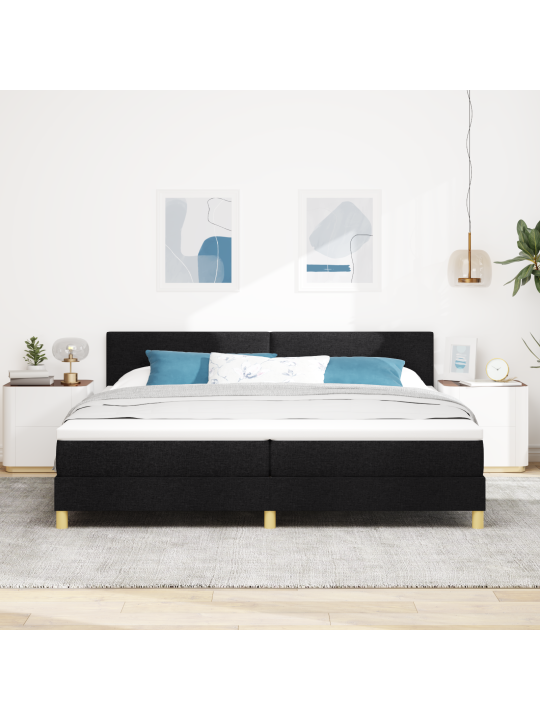 Kastītes gulta ar matraci melna 200x200 cm audums