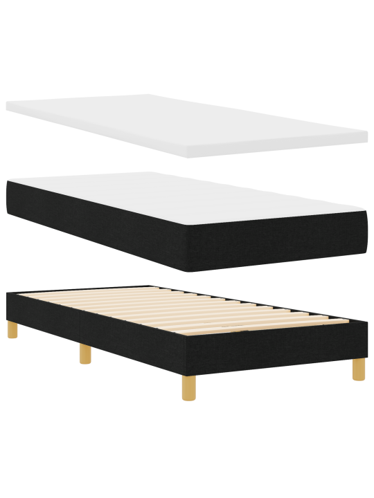 Kastīšu gulta ar matraci melns 100x200 cm audums