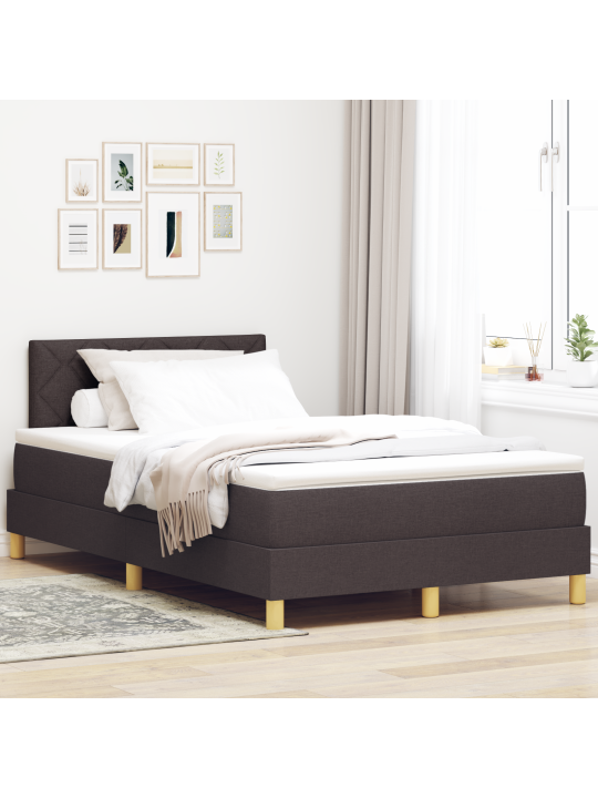 Kastes atsperu gulta ar matraci tumši brūnā krāsā 120x200 cm audums