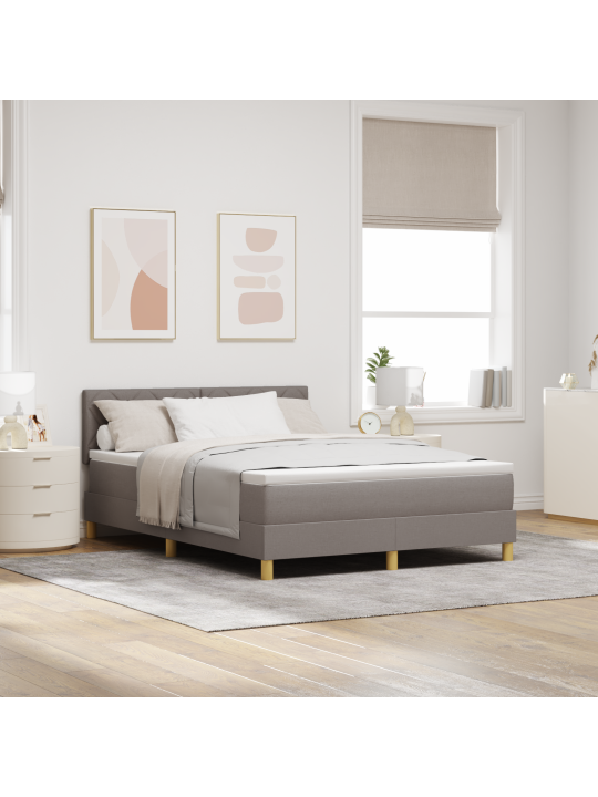 Kastītes atsperu gulta ar matraci taupe 140x200 cm audums