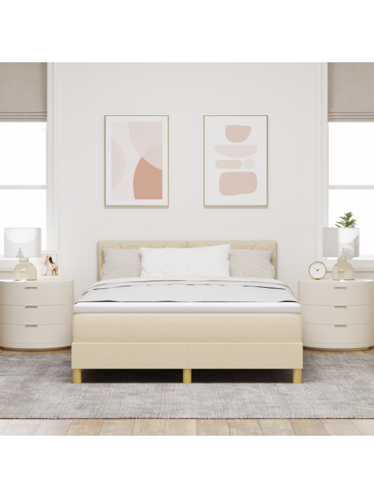Kastītes pavasara gulta ar matraci krēmkrāsas 160x200 cm audums