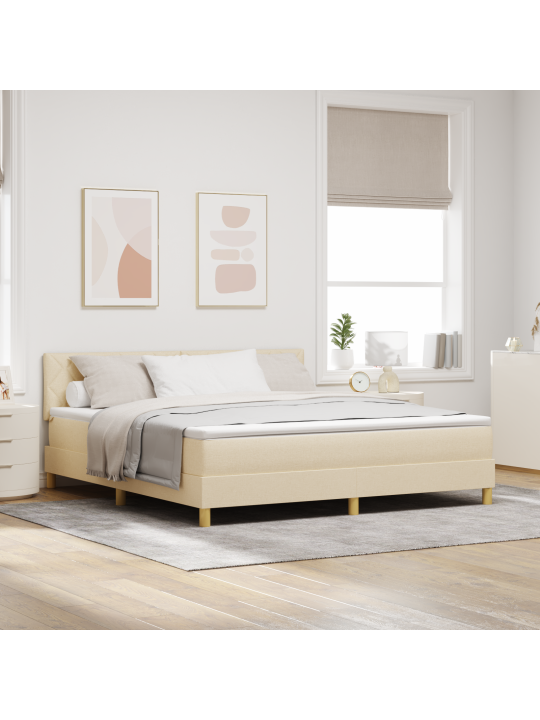 Kastītes pavasara gulta ar matraci krēmkrāsas 180x200 cm audums