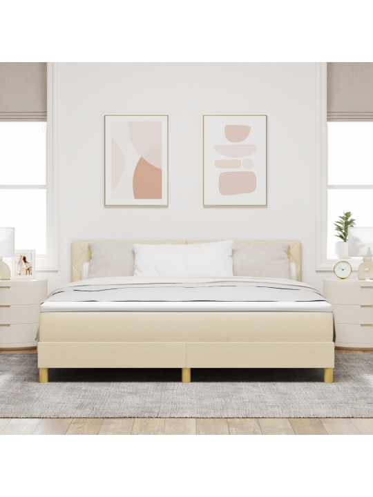Kastītes pavasara gulta ar matraci krēmkrāsas 180x200 cm audums
