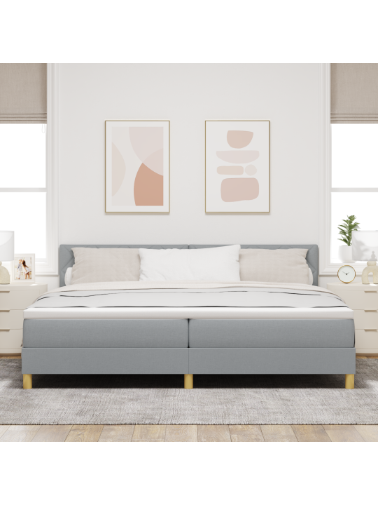 Kaste atsperu gulta ar matraci gaiši pelēks 200x200 cm audums