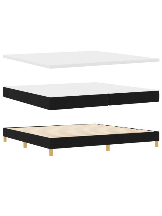 Kastītes atsperu gulta ar matraci melnā krāsā 200x200 cm audums