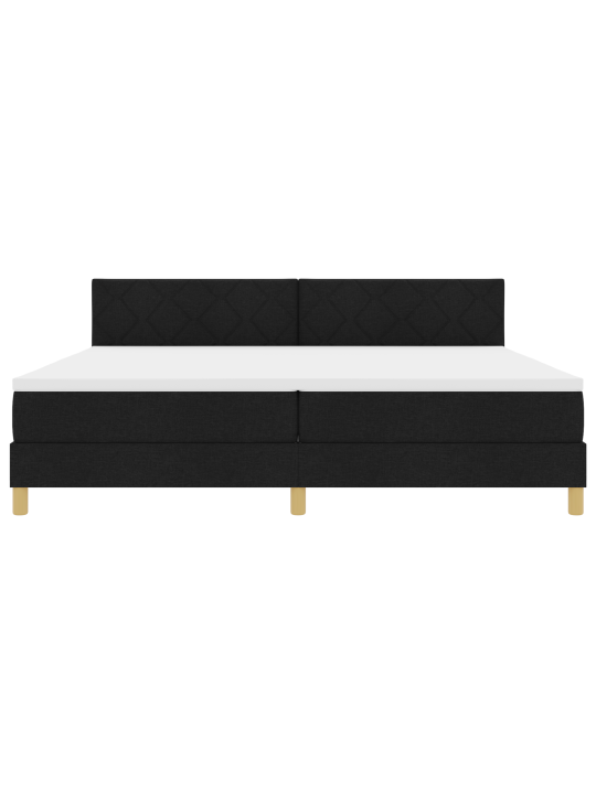 Kastītes atsperu gulta ar matraci melnā krāsā 200x200 cm audums