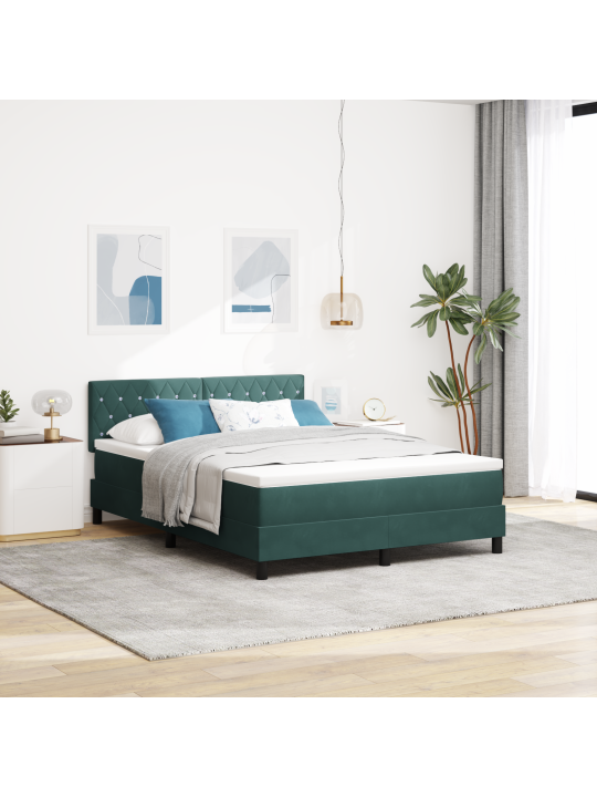 Gultas pamatne ar matraci Tumši zaļa 140x200 cm Samts