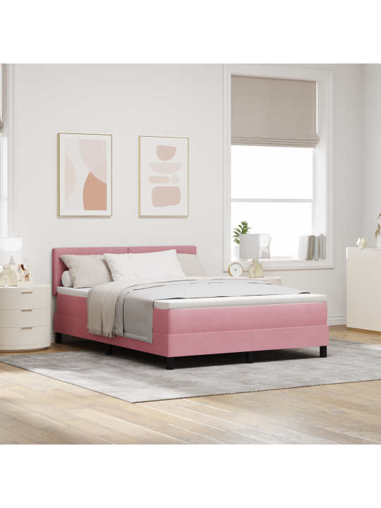Kaste gultas ar matraci rozā 160x200 cm samts