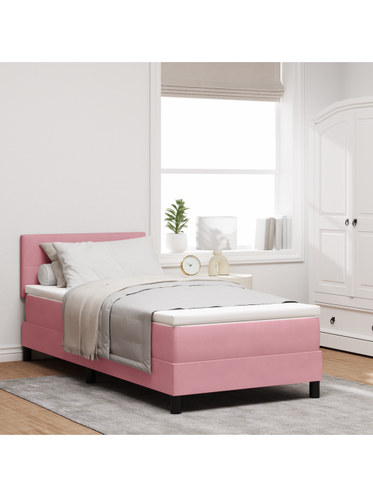 Boksa gulta ar matraci rozā 80x200 cm samts