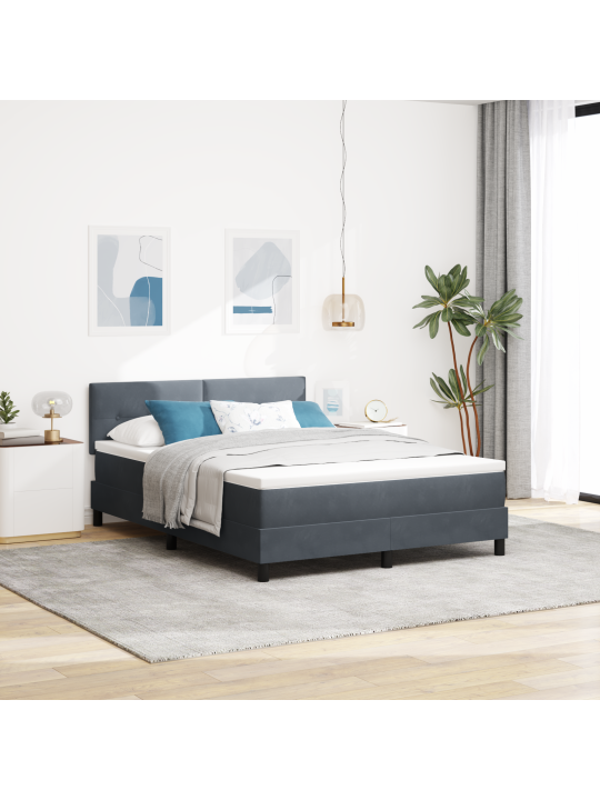 Gultas pamatne ar matraci tumši pelēka 160x200 cm samts