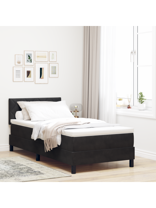 Gultas pamatne ar matraci Melna 90x200 cm Samts