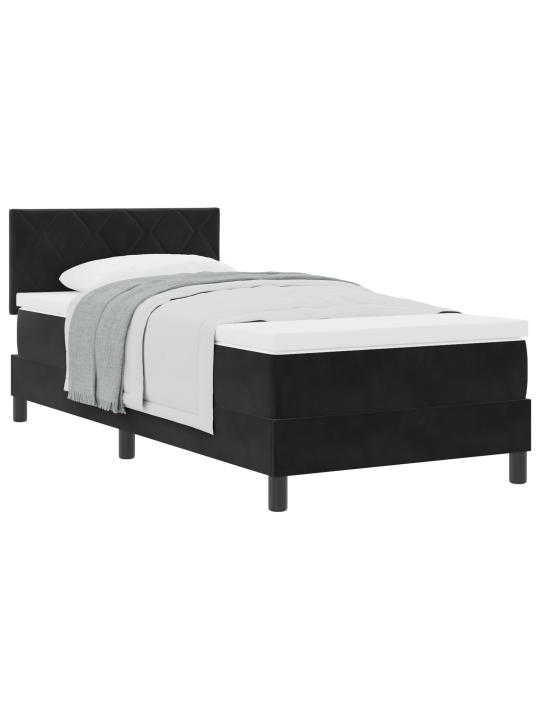 Gultas pamatne ar matraci Melna 90x200 cm Samts