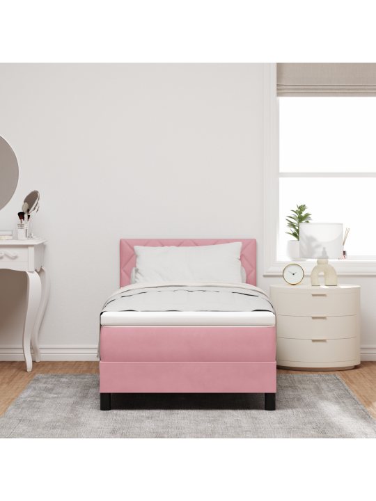 Kontinentālā gulta ar matraci Rozā 100x200 cm Samts
