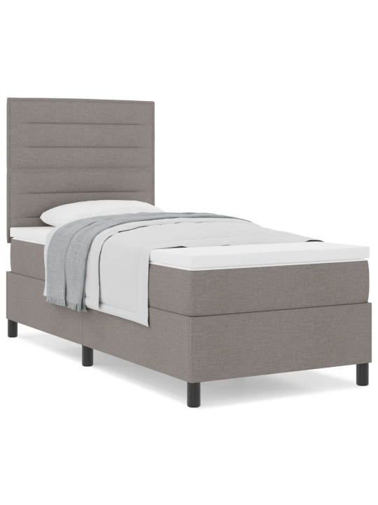 Kastes atsperu gulta ar matraci taupe 100x200 cm audumā