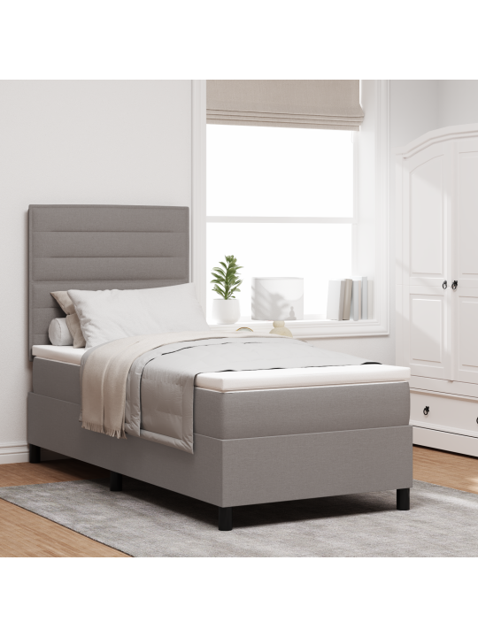 Kastes atsperu gulta ar matraci taupe 100x200 cm audumā