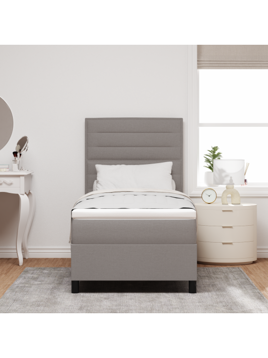 Kastes atsperu gulta ar matraci taupe 100x200 cm audumā