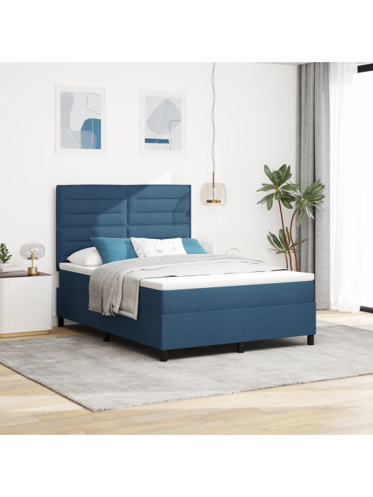 Kastītes pavasara gulta ar matraci zila 140x190 cm audums