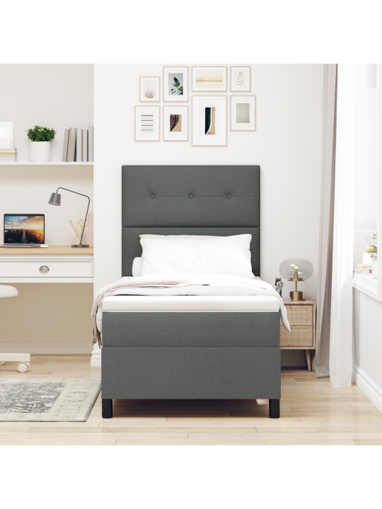Kastes gulta ar matraci Tumši pelēka 90x200 cm Audums
