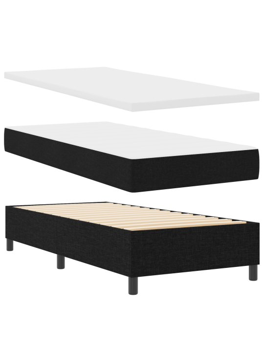 Kastītes atsperu gulta ar matraci melna 90x200 cm audums