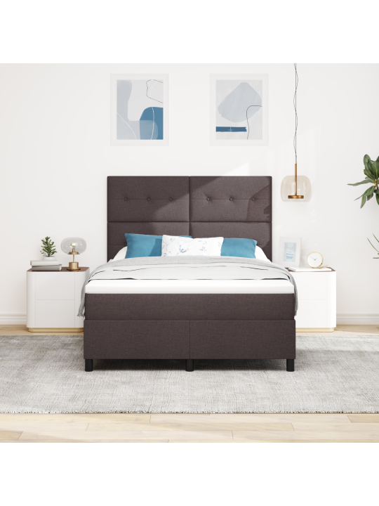 Kaste Pavasara Gulta ar Matraci Tumši Brūna 140x190 cm Audums
