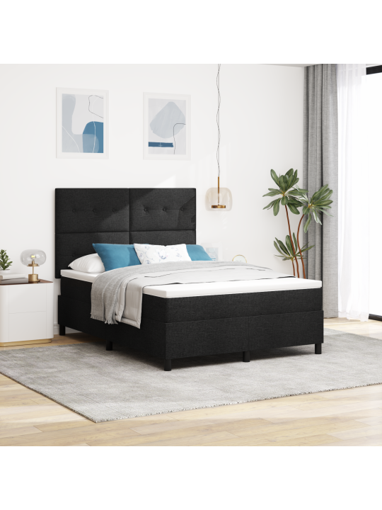 Kastes atsperu gulta ar matraci Melna 160x200 cm Audums