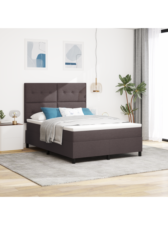 Kaste pamatne gulta ar matraci tumši brūns 160x200 cm audums