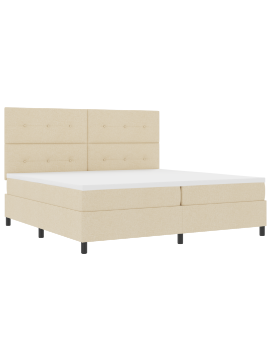 Kastes atsperu gulta ar matraci Krēmkrāsā 200x200 cm Audums