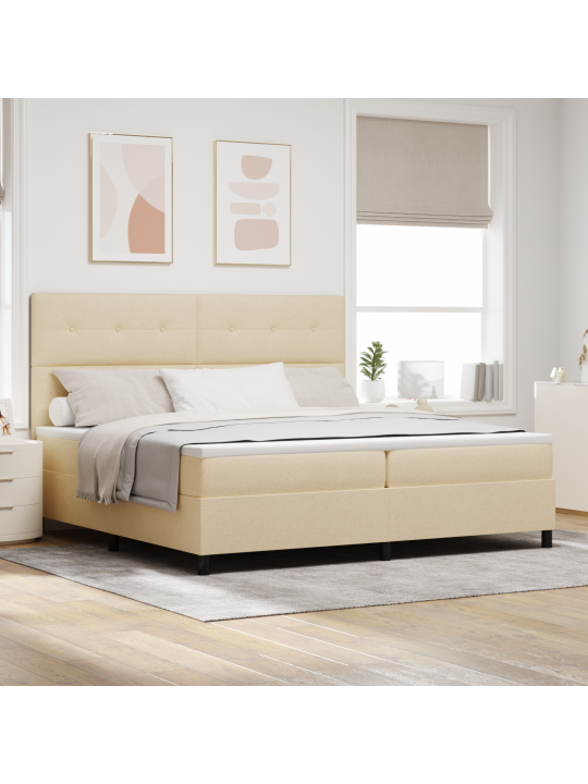 Kastes atsperu gulta ar matraci Krēmkrāsā 200x200 cm Audums
