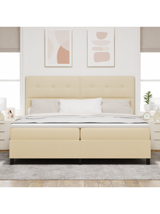 Kastes atsperu gulta ar matraci Krēmkrāsā 200x200 cm Audums