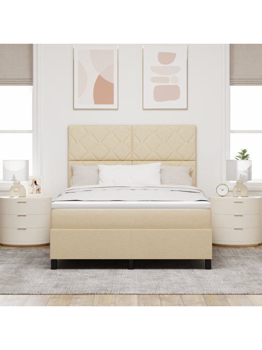 Gultas rāmis ar matraci kremveida 140x200 cm audums