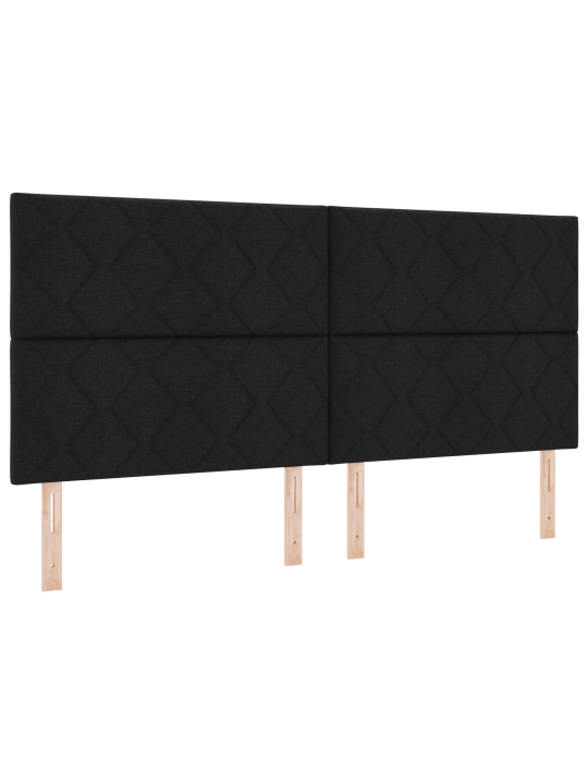 Kastītes atsperes gulta ar matraci melnā krāsā 200x200 cm audumā