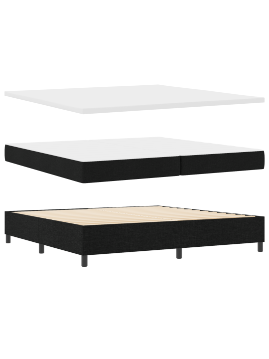 Kastītes atsperes gulta ar matraci melnā krāsā 200x200 cm audumā