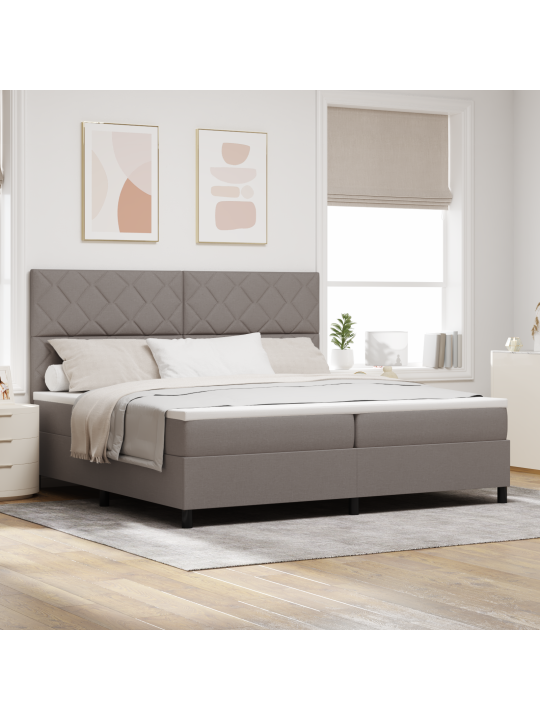 Kastes atsperu gulta ar matrači pelēkbrūns 200x200 cm audums