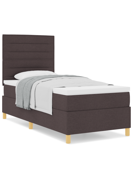 Kastītes atsperes gulta ar matraci tumši brūna 90x200 cm audums